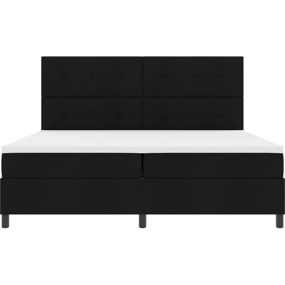vidaXL Boxspring seng med LED-lys, sort stof, 200 x 200 cm