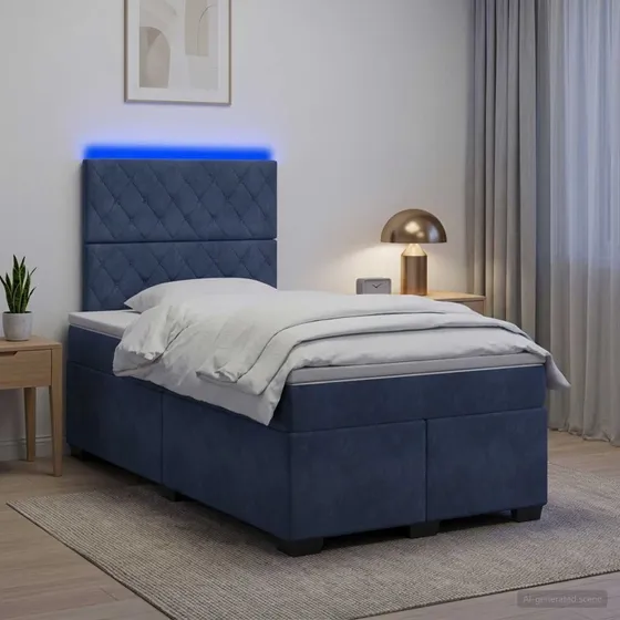 vidaXL Boxmadras med topmadras 120x190 cm Mørkegrå Fløjl