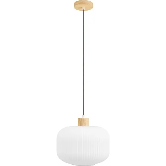 House Nordic Argalo Loftlampe - Hvidt Glas og Træ, Ø30 cm