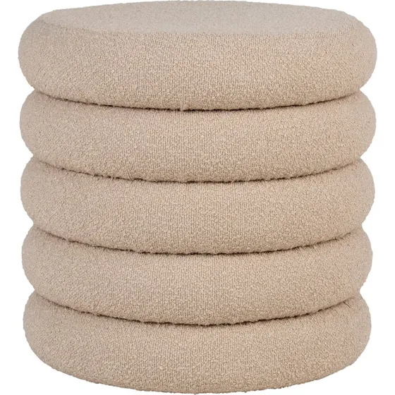 House Nordic Brooklyn Puf med opbevaring i beige bouclé, Ø44 cm