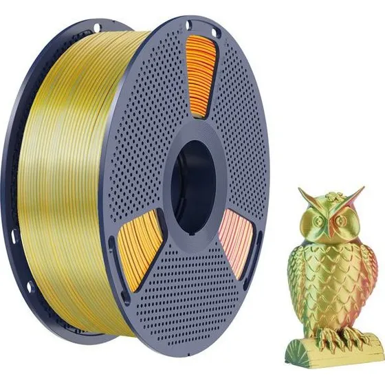 Sunlu PLA+ Silk Tri-Color Filament 1.75mm 1kg - Rød, Gul, Grøn