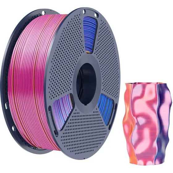 Sunlu PLA+ Silk Tri-Color Filament 1.75mm, 1kg - Rød, Gul, Blå