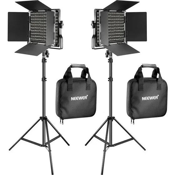 Neewer 660 Bi Color LED Studio Lys Kit med Stativ (2 stk)