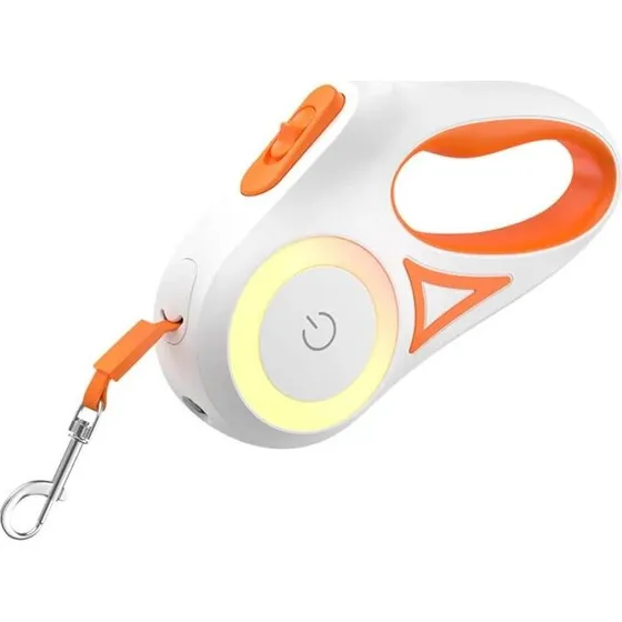 Rojeco Automatisk Hundesnor 3m - Orange med LED & RGB-lys
