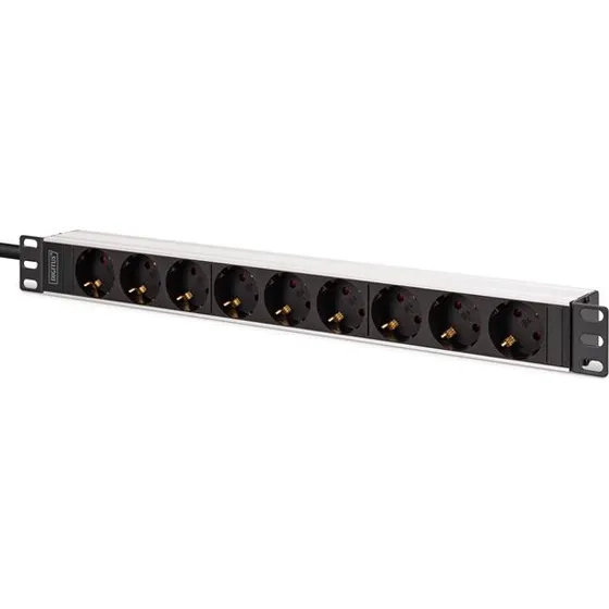 DIGITUS 9-Port 1U Aluminium PDU - 19" Rackstrømsskinne