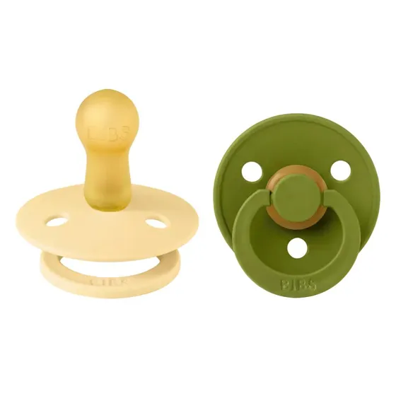 BIBS Colour Sut 2-pak Latex Størrelse 2 - Pale Butter/Wasabi
