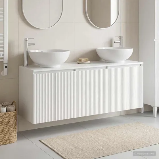 vidaXL Badeværelsesskabsæt 3 stk. Hvid Højglans 49,5 x 44,5 x 65 cm