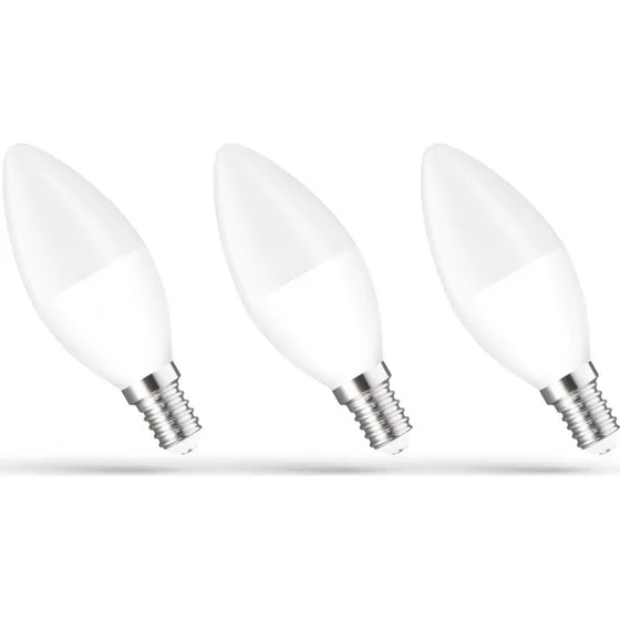 3 stk. E14 6W LED kertepærer C37 - Varm hvid 3000K