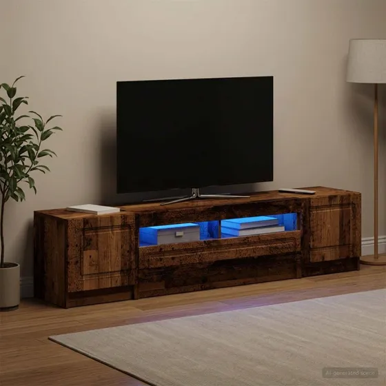 vidaXL UTRECHT LED TV-skab i gammelt træ - 5 dele