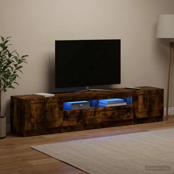vidaXL LED TV-skab UTRECHT i røget eg - 5-delt sæt