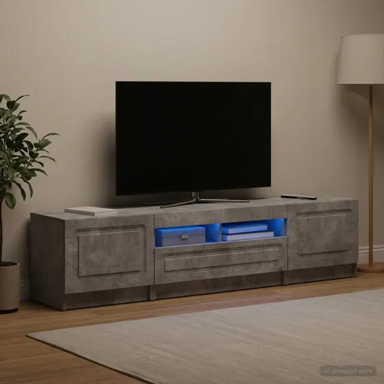 vidaXL UTRECHT LED TV-skab i betongrå konstrueret træ