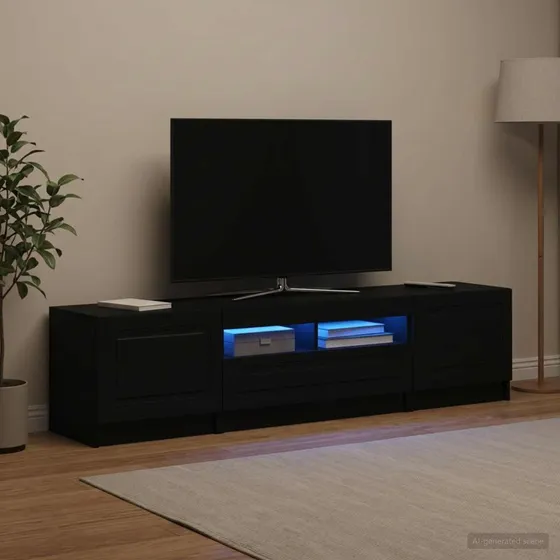 vidaXL UTRECHT LED TV-skab i sort konstrueret træ