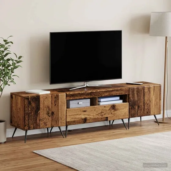 vidaXL LED TV-skab BREDA i gammelt træ - 5-delt sæt