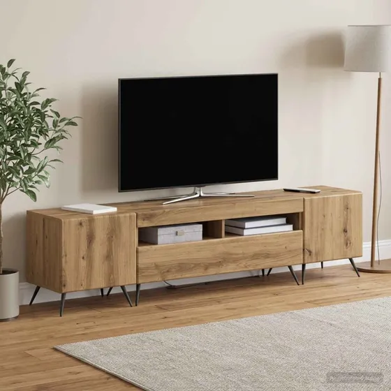 vidaXL LED TV-skab i Artisan-eg, 5-delt sæt