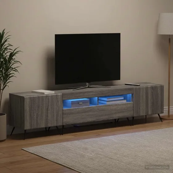 vidaXL LED TV-skab BREDA 3 stk. Grå Sonoma