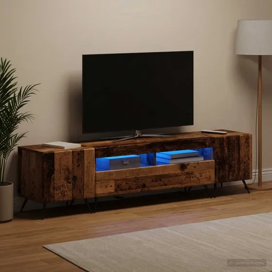 vidaXL LED TV-skab BREDA i gammelt træ - 5-delt sæt