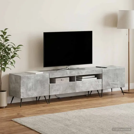 vidaXL LED TV-skab Breda i betongrå konstrueret træ