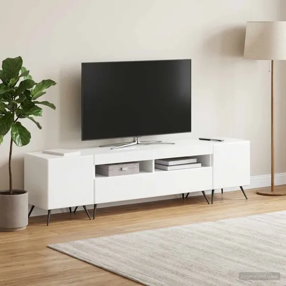 vidaXL LED TV-skab BREDA Hvid højglans - 5 dele