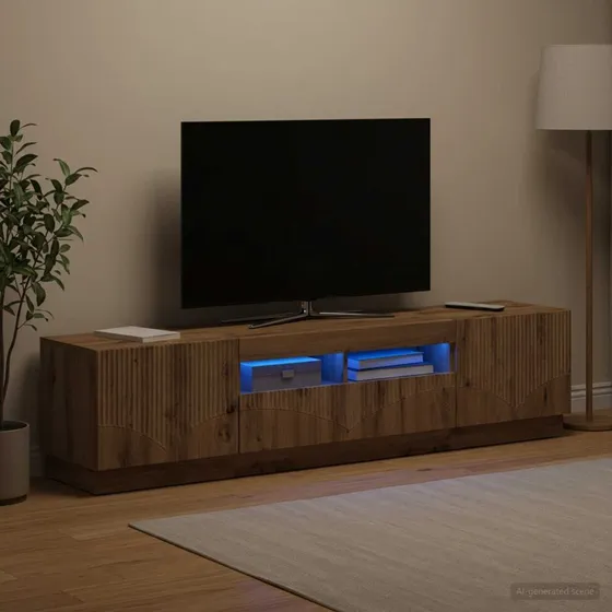 vidaXL HOORN LED TV-skab i Artisan-eg - 5 dele