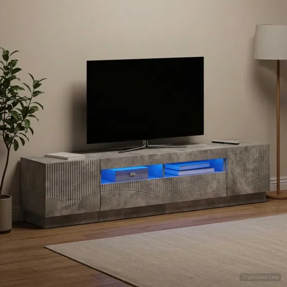 vidaXL HOORN LED TV-skab i betongrå konstrueret træ