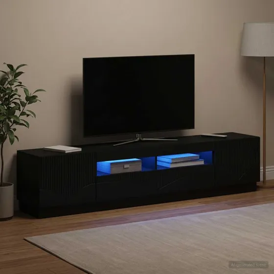 vidaXL HOORN LED TV-skab i sort konstrueret træ