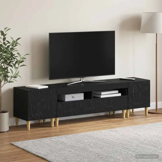 vidaXL DELFT 3-delt LED TV-skab i sort konstrueret træ