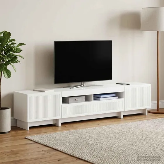 vidaXL 5-delt LED TV-skab i hvid højglans