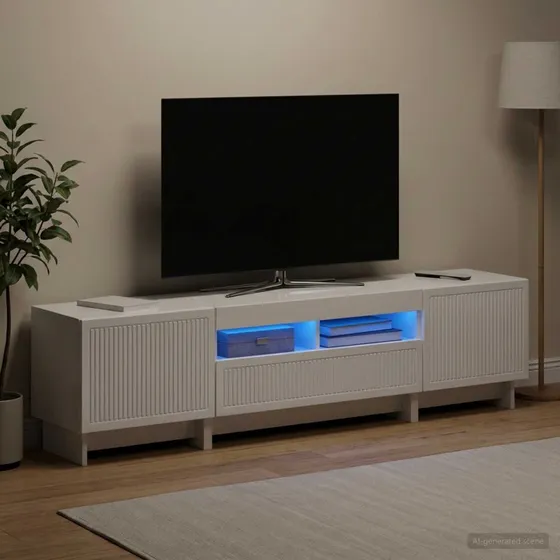 vidaXL 5-delt LED TV-skab i hvid højglans
