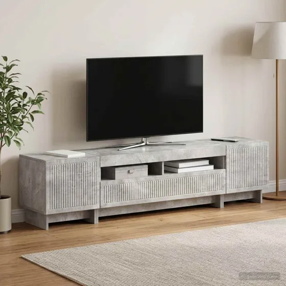 vidaXL 5-delt LED TV-skab i betongrå konstrueret træ