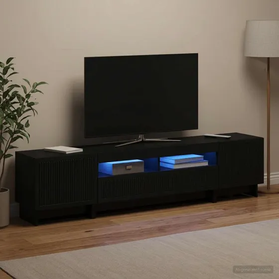 vidaXL 5-delt LED TV-skab i sort konstrueret træ