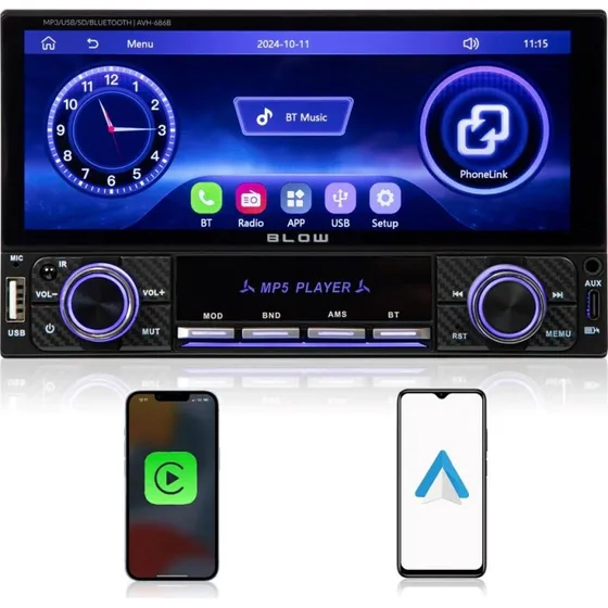 BLOW AVH-686B Bilradio med 6,86" Touchskærm, CarPlay & Android Auto