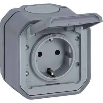 Plexo55 Schuko stikkontakt 16A 2M IP55 Grå