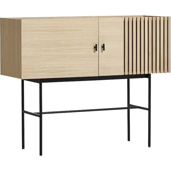 WOUD Array skænk 120 cm - Sortmalet egetræ