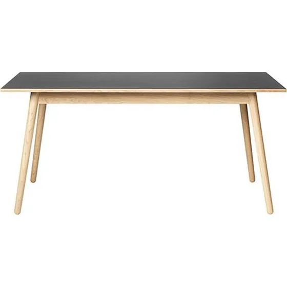 FDB Møbler C35B Spisebord i eg og sort linoleum - 82x160 cm