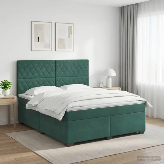 vidaXL Boksmadras med topmadras 140x200 cm Mørkegrøn Fløjl