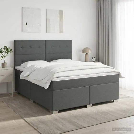 vidaXL Boxmadras med topmadras Mørkegrå 140 x 200 cm