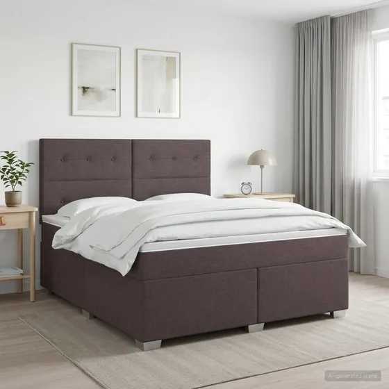 vidaXL Boxmadras med topmadras 140 x 190 cm - Mørk Brun