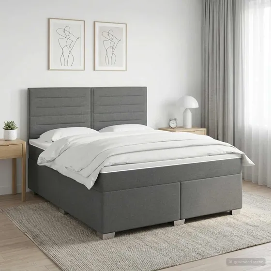 vidaXL Boxmadras med topmadras, Mørkegrå, 140 x 190 cm
