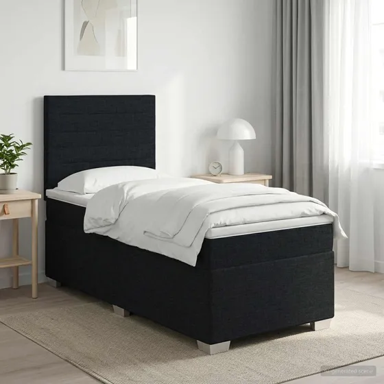 vidaXL Boxmadras med topmadras og sengegavl, Sort, 90 x 200 cm