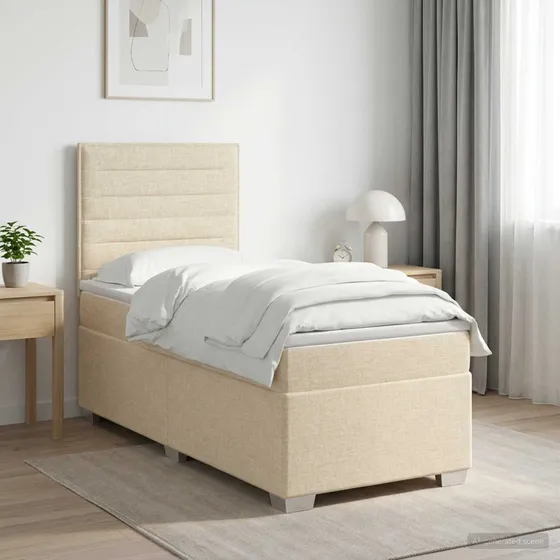 vidaXL Boxmadras med topmadras, Cremefarvet, 90 x 190 cm