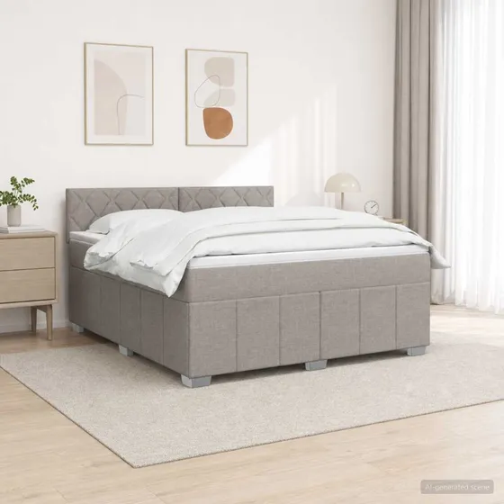 vidaXL Boxmadras med topmadras og LED, Gråbrun, 160 x 200 cm