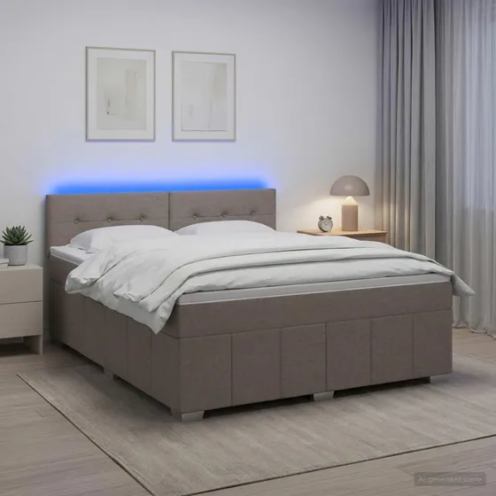 vidaXL Boxmadras med topmadras og LED, Gråbrun, 140 x 200 cm