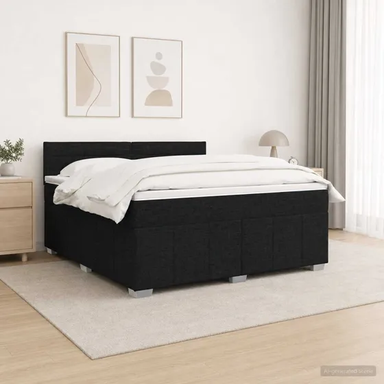 vidaXL Boxmadras med topmadras og hovedgærde, Sort, 140 x 200 cm