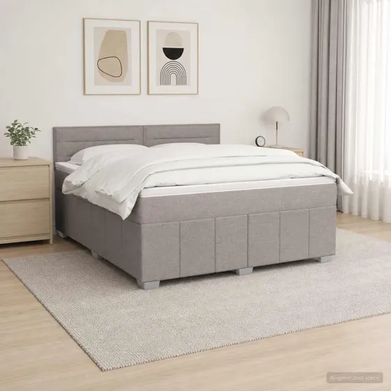 vidaXL Boxmadras med topmadras og LED - Gråbrun 140 x 190 cm