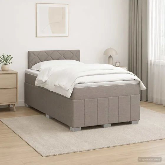 vidaXL Boxmadras med topmadras og LED, Gråbrun, 120 x 200 cm