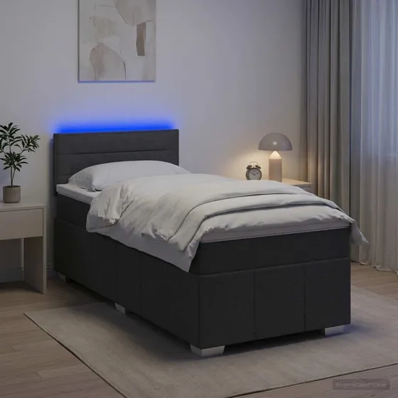 vidaXL Boxmadras med topmadras og LED, Mørkegrå, 80 x 200 cm