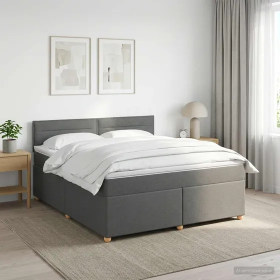 vidaXL Boxmadras med topmadras Mørkegrå 140 x 200 cm