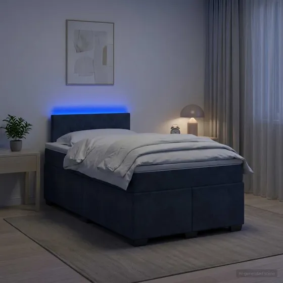 vidaXL Box Spring Seng med LED og madras, 120 x 190 cm, mørkegrå