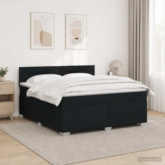 vidaXL Box Spring Seng med LED og madras, sort, 160 x 200 cm