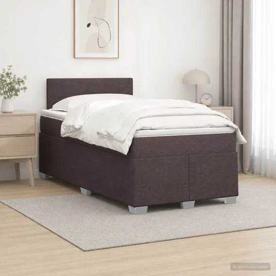 vidaXL Box Spring Seng med LED & madras, mørk brun, 120 x 190 cm